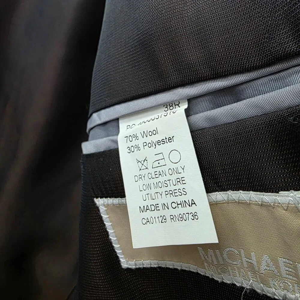 Michael Kors 38R Brown Blazer Sport Coat Jacket 2-Button Check Y237